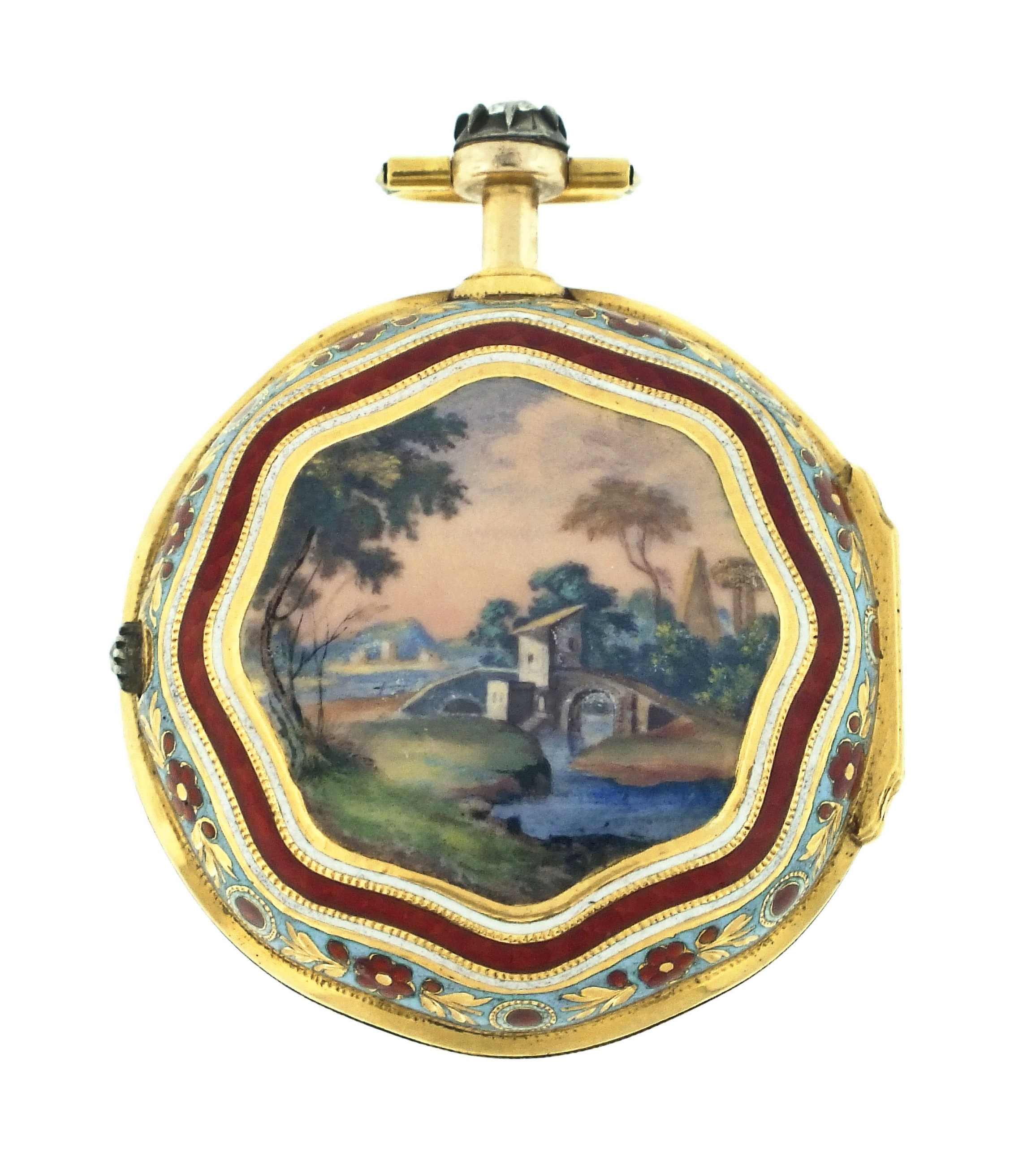 A Fine And Rare Enameled Triple Case Pocket Watch For The Turkish