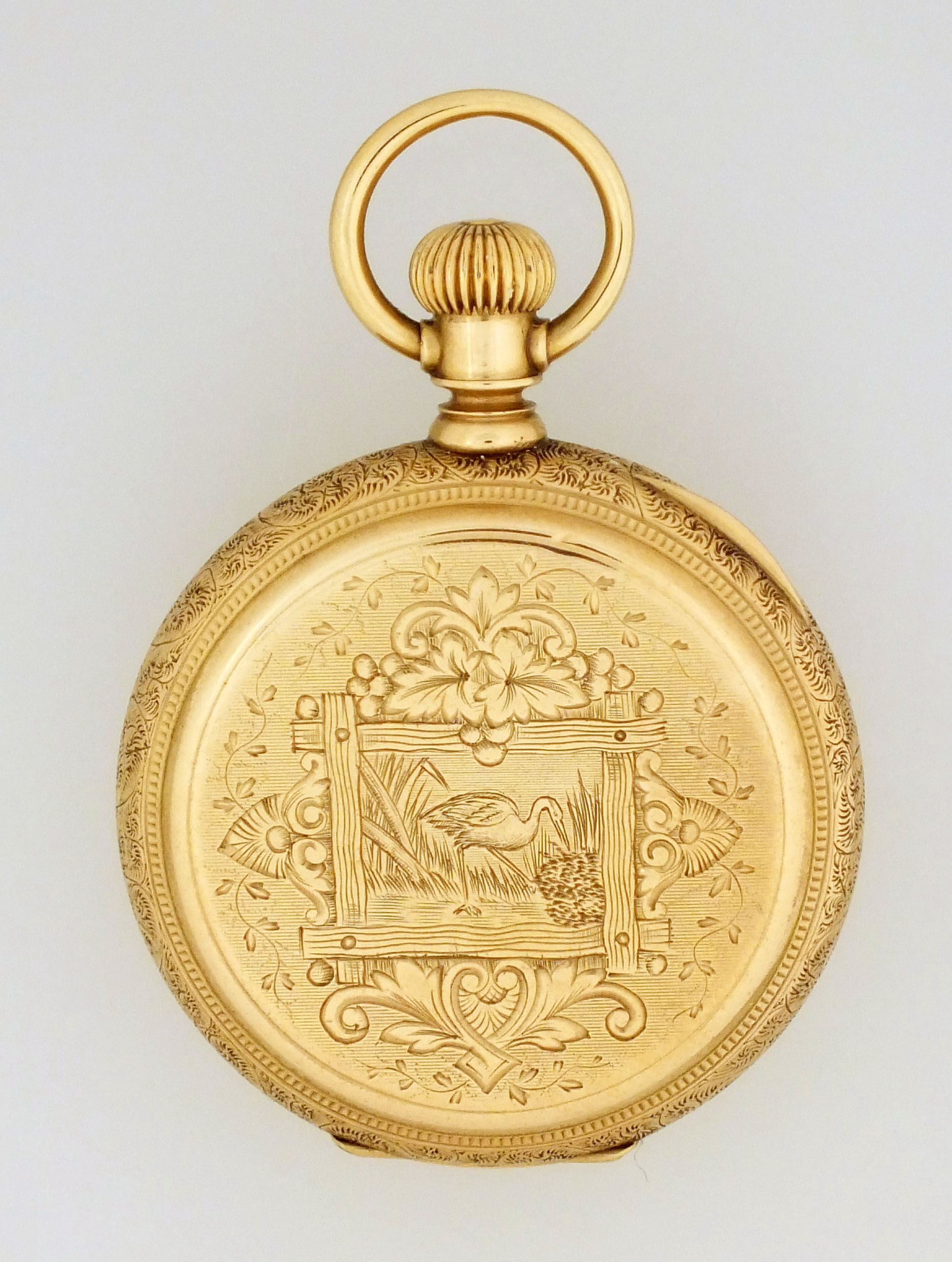 A late 19th century Waltham model 1873 pocket watch with gold hunting case