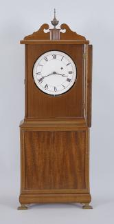 Unknown maker, modern copy of a Massachusetts shelf clock with a "Howard 70", 8 day, weight driven brass timepiece movement.