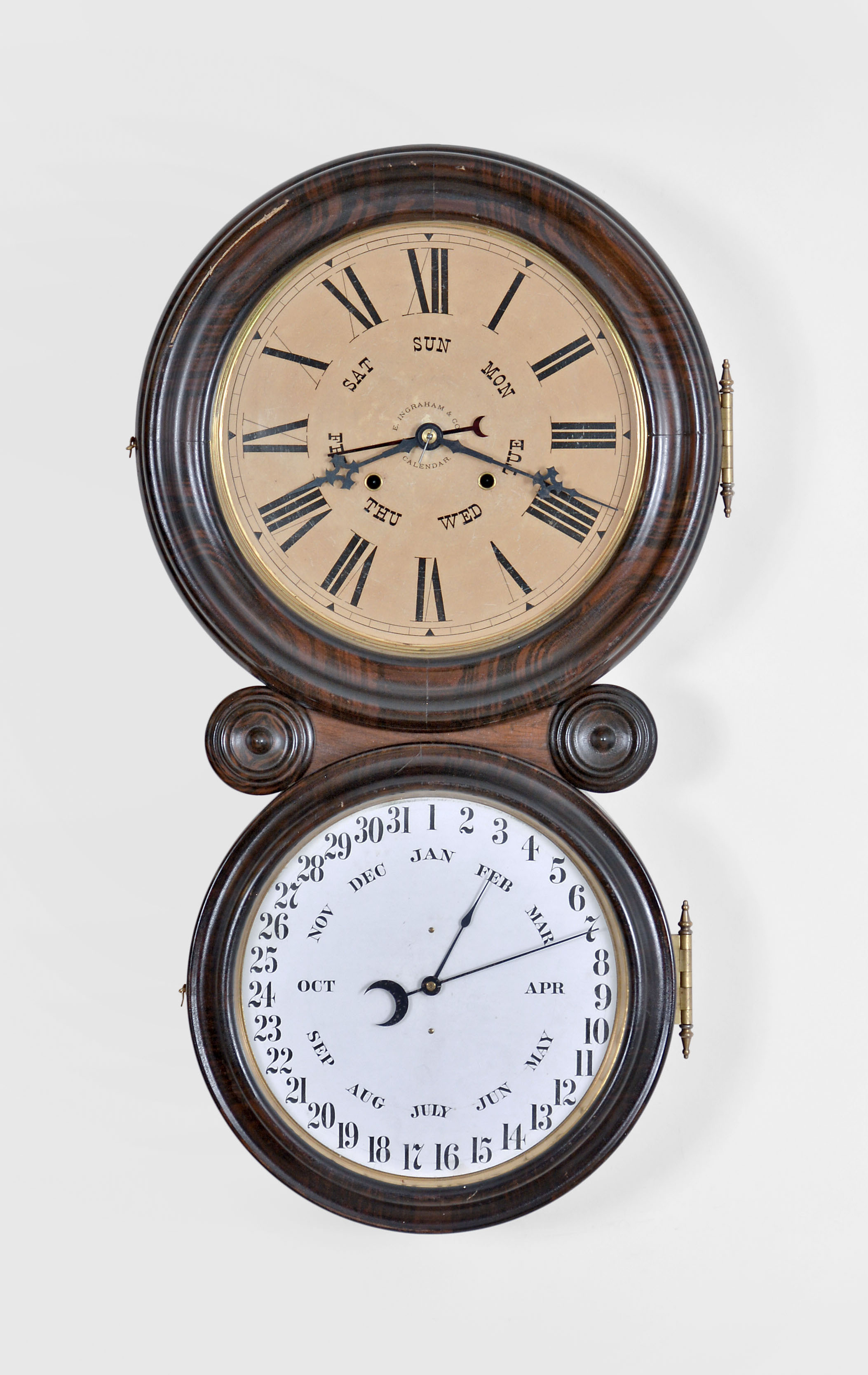 E. Ingraham "Ionic" Double Dial Calendar Clock With B.B. Lewis ...