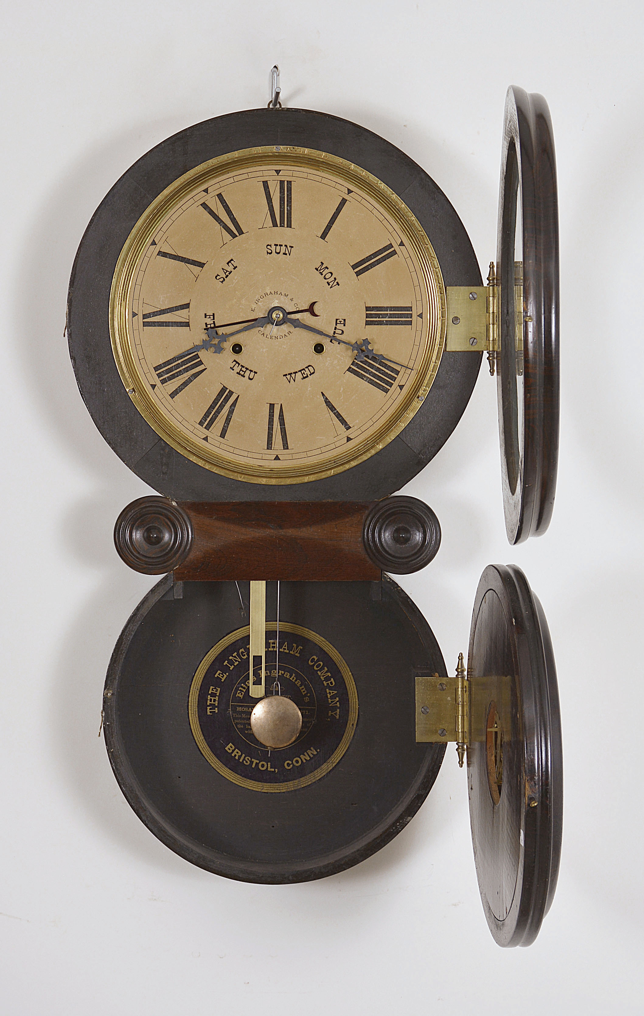 E. Ingraham "Ionic" Double Dial Calendar Clock With B.B. Lewis ...