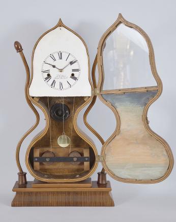 Reproduction J.C. Brown, Forestville, Conn., 8 day, time and strike detached fusee spring acorn shelf clock.