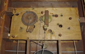 Norris North, Torrington, Conn., 30 hour, time and strike weight wood movement pillar & scroll shelf clock.