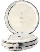 American Waltham Watch Co.,Waltham, Mass., model 1862 "Appleton, Tracy & Co.", 20 size, 15 jewels, key wind and set gilt plate movement with lever escapement and cut bimetallic balance with gold timing screws in a coin silver, hinged back and bezel open face case and Roman numeral, single sunk, white enamel dial, blued steel spade hands, serial #100852, c1864.