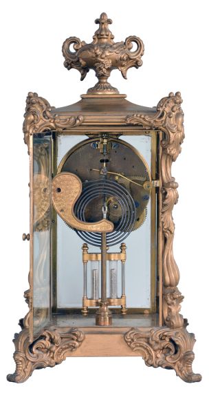 Ansonia Clock Co., New York, "Viceroy ", 8 day, time and strike, spring brass movement crystal regulator mantel clock.