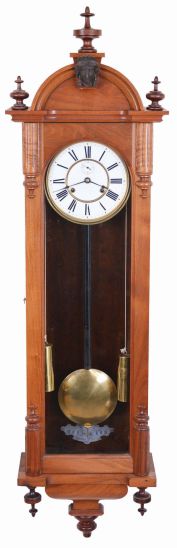 Ansonia Clock Co., New York, "Capitol", 8 day, double weight brass movement wall timepiece.