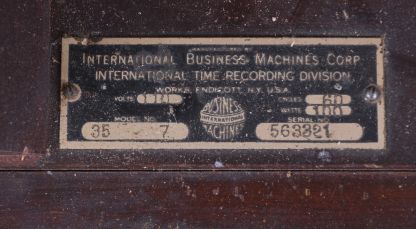 Clocks- 2 (Two) International Time Recording Co. (IBM), Endicott, New York: (1) punch clock; (2) jeweler