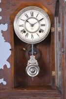 Clocks- 3 (Three) American Shelf: (1) Ansonia Clock Co., New York, "BEAVER", model, pressed walnut gingerbread, 8 day; (2) Wm. L. Gilbert Clock Co.,"OBELISK", in a rosewood veneer case, 8 day and (3) a Seth Thomas "CHICAGO" model from their City Series, 9 day