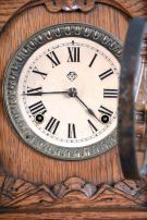 Clocks- 4 (Four) American Shelf: (1) Jerome & Co., (New Haven), 8 day steeple clock, mahogany; (2) Seth Thomas, octagon top time and alarm cottage clock; (3) Seth Thomas Flat Top, time and alarm cottage clock and (4) Ansonia "TIVOLI" in oak, 8 day time and gong strike.