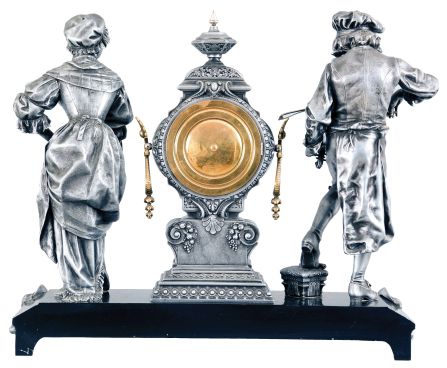 Ansonia Clock Co., New York, "Melody and Motion", 8 day, time and strike, spring brass movement mantel clock.
