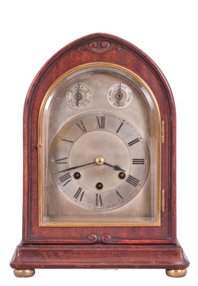 Germany, Gustav Becker, 8 day, time and strike, spring brass movement Westminster chime mantel clock.