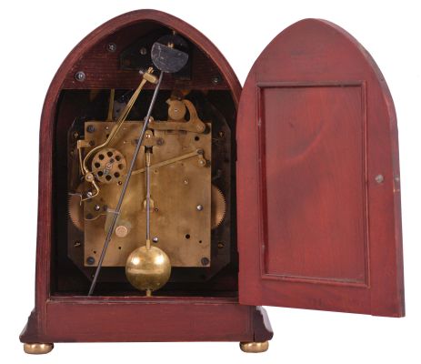 Germany, Gustav Becker, 8 day, time and strike, spring brass movement Westminster chime mantel clock.