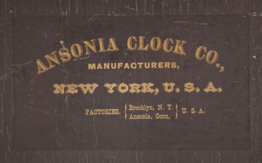 Ansonia Clock Co., New York, "Office Regulator", 8 day, time and strike spring brass movement wall clock.