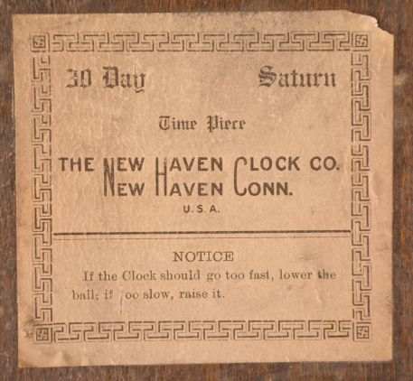 Clocks- 2 (Two): (1) New Haven Clock Co., New Haven, Conn., "Saturn", 30 day, spring brass movement wall timepiece. (2) New Haven Clock Co., New Haven, Conn., "Saturn", 30 day, spring brass movement wall timepiece.