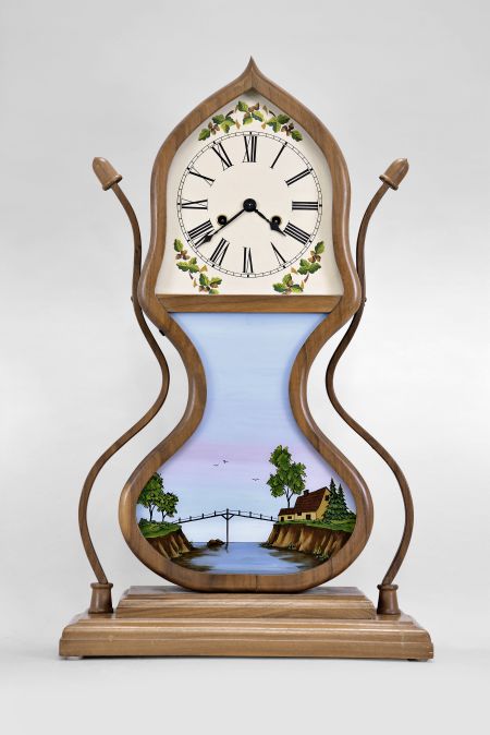 Copy of a Forestville Mfg. Co., Bristol, Conn., 8 day, time and strike spring brass movement shelf acorn clock.