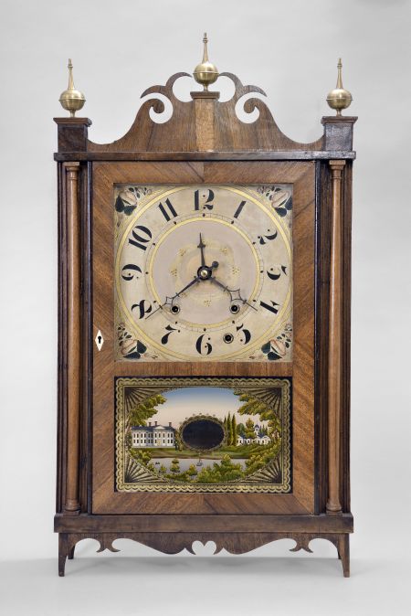 Seth Thomas, Plymouth, Conn., & others, 30 hour, time, strike and alarm weight wood movement shelf clock.