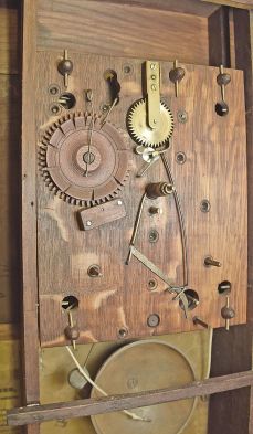 Seth Thomas, Plymouth, Conn., & others, 30 hour, time, strike and alarm weight wood movement shelf clock.