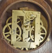 Brewster & Ingraham, Bristol, Conn., 8 day, time and strike brass spring brass movement four column O.G. Gothic or onion top shelf clock.